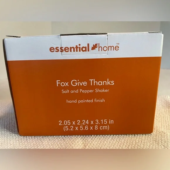 Salt and Pepper Shakers. Essential Home, Fox Give Thanks. New in box. - Picture 12 of 15